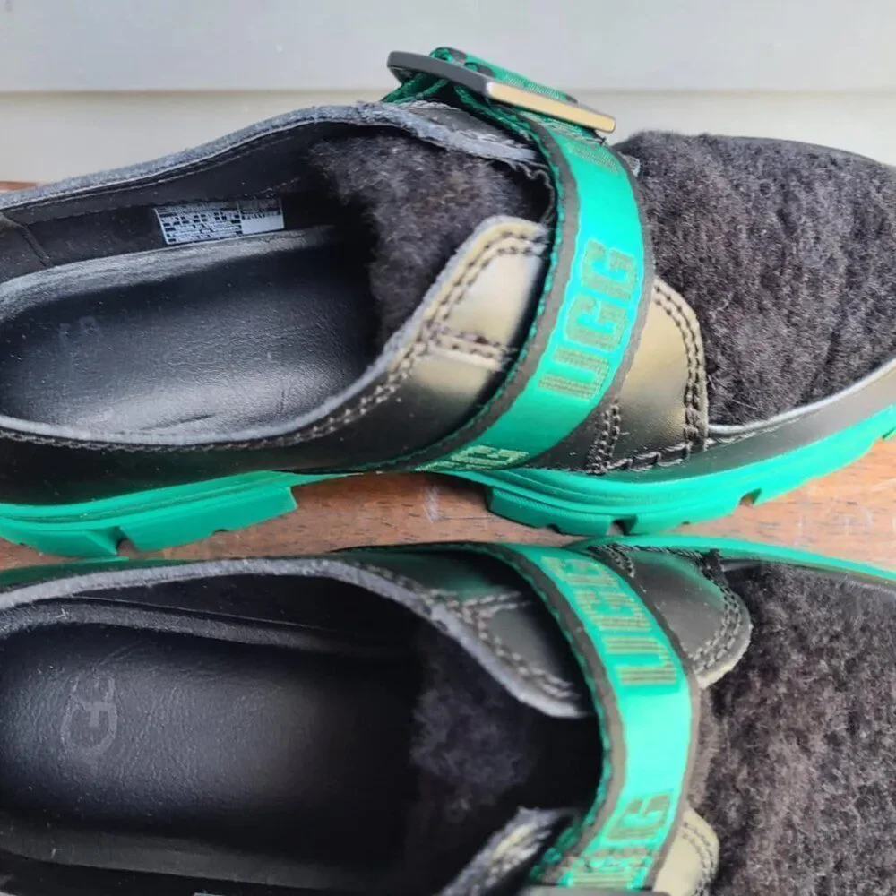 UGG Ashton Plush Emerald Green Black Waterproof Loafers size 7 NWT!